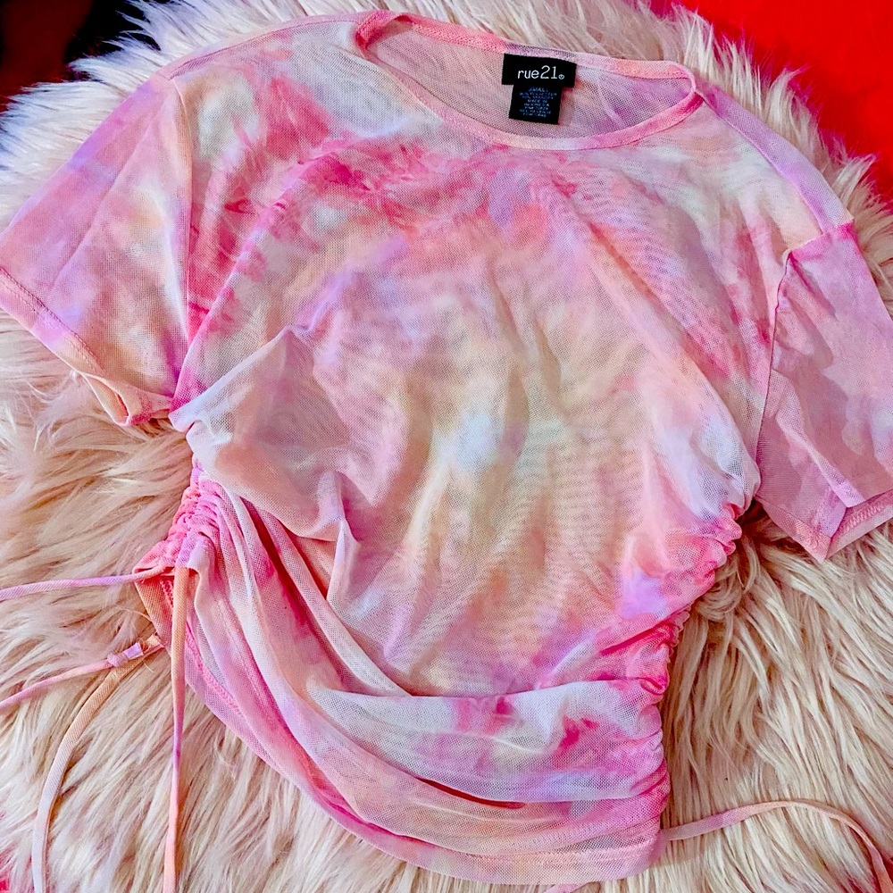Rue21 Mesh Pink Tie Dye Crop Top